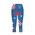 thumbnail image 5 of lcziwo Ladies High Waisted Yoga Leggings Independence Day Patriotic Flag Printed Capri Pants 4th of July Outfits Blue L, 5 of 6