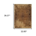 thumbnail image 4 of HomeRoots 510006 2 x 3 ft. Gold & Brown Oriental Power Loom Stain Resistant Rectangle Area Rug, 4 of 5