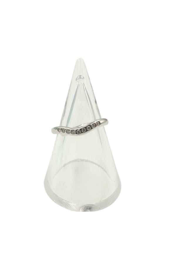 Pre-Owned TIFFANY & CO. Tiffany Co. Pt950 3.1g Curved Band Ring with Diamonds