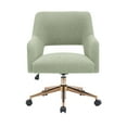 thumbnail image 3 of Modern Water and Stain Resistant Boucle Fabric Upholstered Rolling Task Chair Height Adjustable Swivel Vanity Chair, Desert Sage, 3 of 5