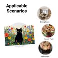 thumbnail image 4 of AshasdS Black Cat in Wildflowers Linen Table Mats Set of 4 12x18 inch for Spring Summer Home Table Decor, 4 of 4