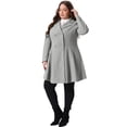 thumbnail image 3 of DARING DIVA Women's Plus Size Notch Lapel Double Breasted A Line Peacoat 4X Gray, 3 of 6