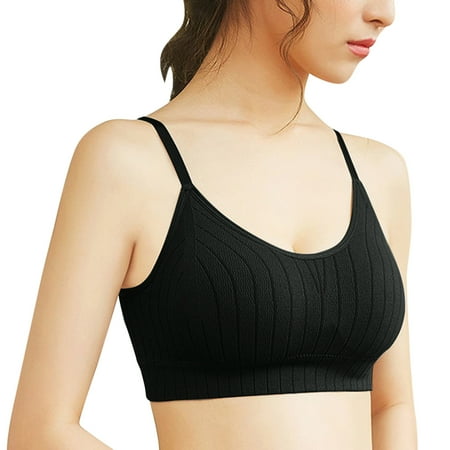 BKQCNKM Tank Top For Women Tank Tops Women Sports Bras Straps Cotton Striped Fitness Top Yoga Bra Crop Top Push Up Running Bra Workout Top Camisole Tops For Women