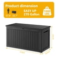 thumbnail image 2 of UIOWIO 270 Gallon Large Outdoor Storage Deck Box,Resin Waterproof UV Resistant Storage Box with Hundles,Outside Lockable Deck Box for Patio Furniture Pool and Sports Equipment,Black, 2 of 10