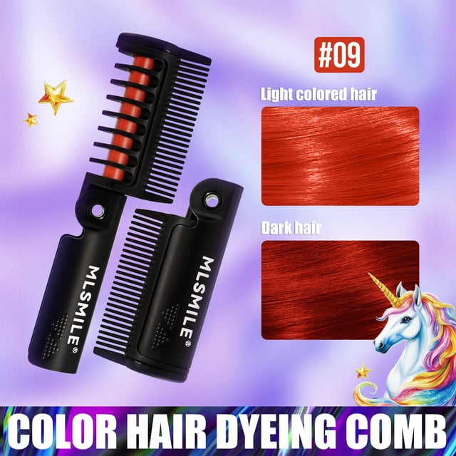 Peine desechable colorido para teñir el cabello, plegable, 12 colores, temporal, 4,2 g, color peludo