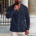 thumbnail image 7 of Fnooota Mens Casual Button Down Shirts, Holiday Breathable Long Sleeve Lightweight Summer Shirts Navy Size 1XL, 7 of 7