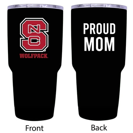 

R and R Imports NC State Wolfpack Proud Mom 24 oz Insulated Stainless Steel Tumblers Black.