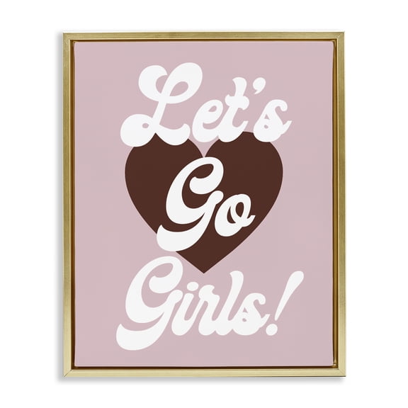 Stupell Industries Art Deco Let's Go Girls Phrase Gold Floating Frame Canvas Art, 17 x 21, by Lil' Rue