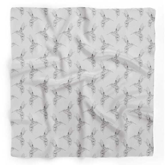 Bimba White King Fisher Bird Printed Pure Silk Scarf Neck Wrap Summer Hair Bandanas For Women 40 x 40 Inches