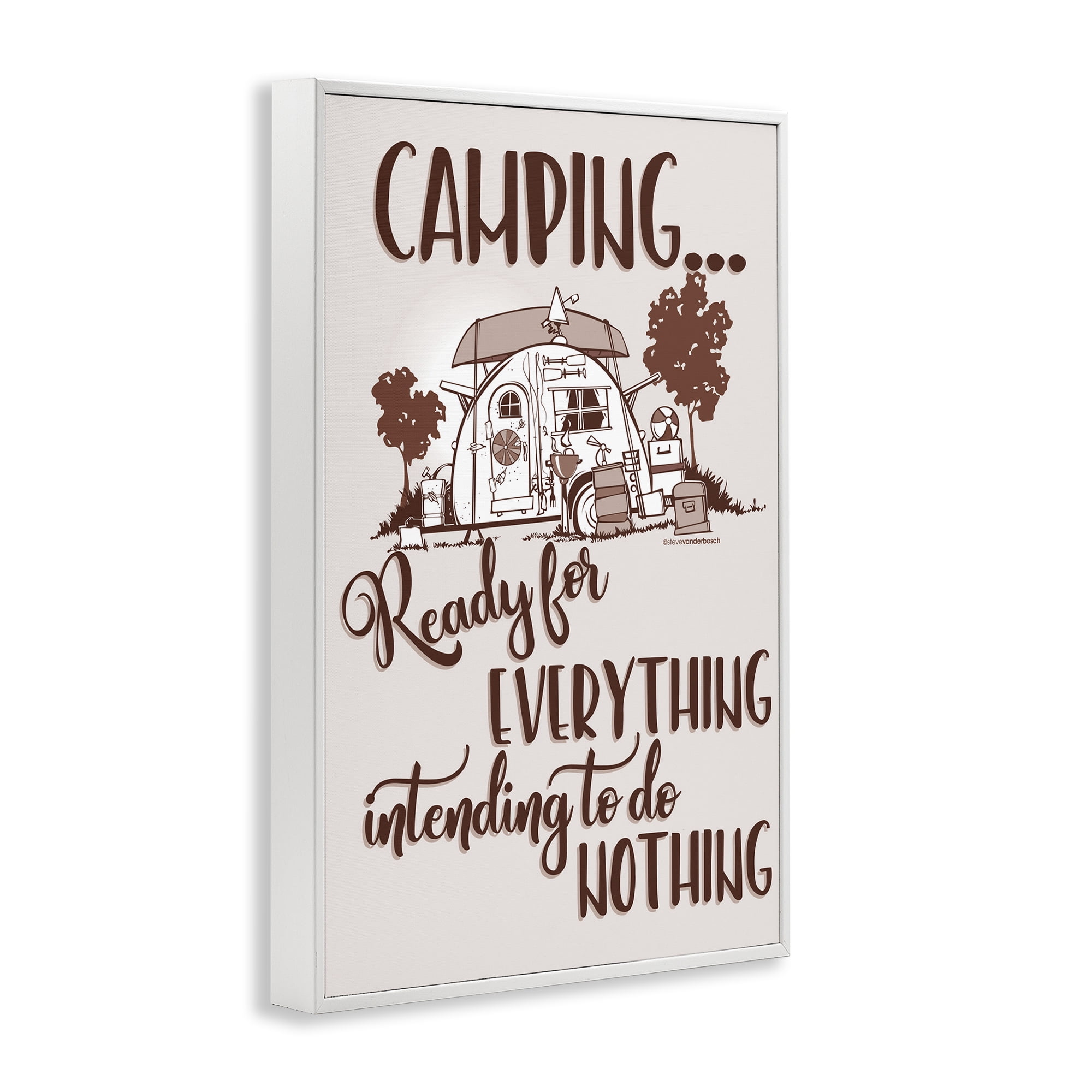 Stupell Industries Everything & Nothing Camping Landscape Painting White Framed Art Print Wall Art, 16 x 24