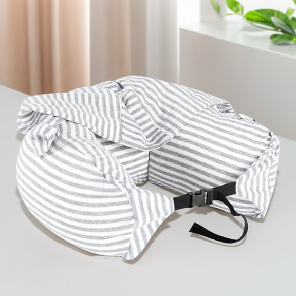Stuffable Neck Pillow Hooded Neck Pillow For Airplane Long Flight Hooded Neck Pillow (Light Grey)