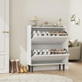 thumbnail image 3 of TROPOW Wooden Shoe Cabinet with 2 Flip Drawers - Space-Saving Design, Adjustable and Removable Shelf, Ample Storage Space, Durable Engineered Wood, for Entryway, Hallway,White, 3 of 7