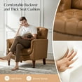 thumbnail image 5 of Midcentury Genuine Leather Armchair Upholstered Lounge Chair Tufted 2 Pieces Camel, 5 of 9
