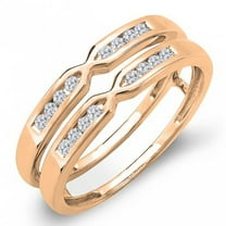 0.25 Carat (ctw) 14k Gold Round Diamond Ladies Anniversary Wedding Band Enhancer Guard Double Ring 1/4 CT