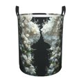 thumbnail image 1 of Balery Floral Angelic White Wings Cesta de ropa redonda con asas, impermeable, independiente, para ropa, juguetes, dormitorio y familia-Small, 1 of 6