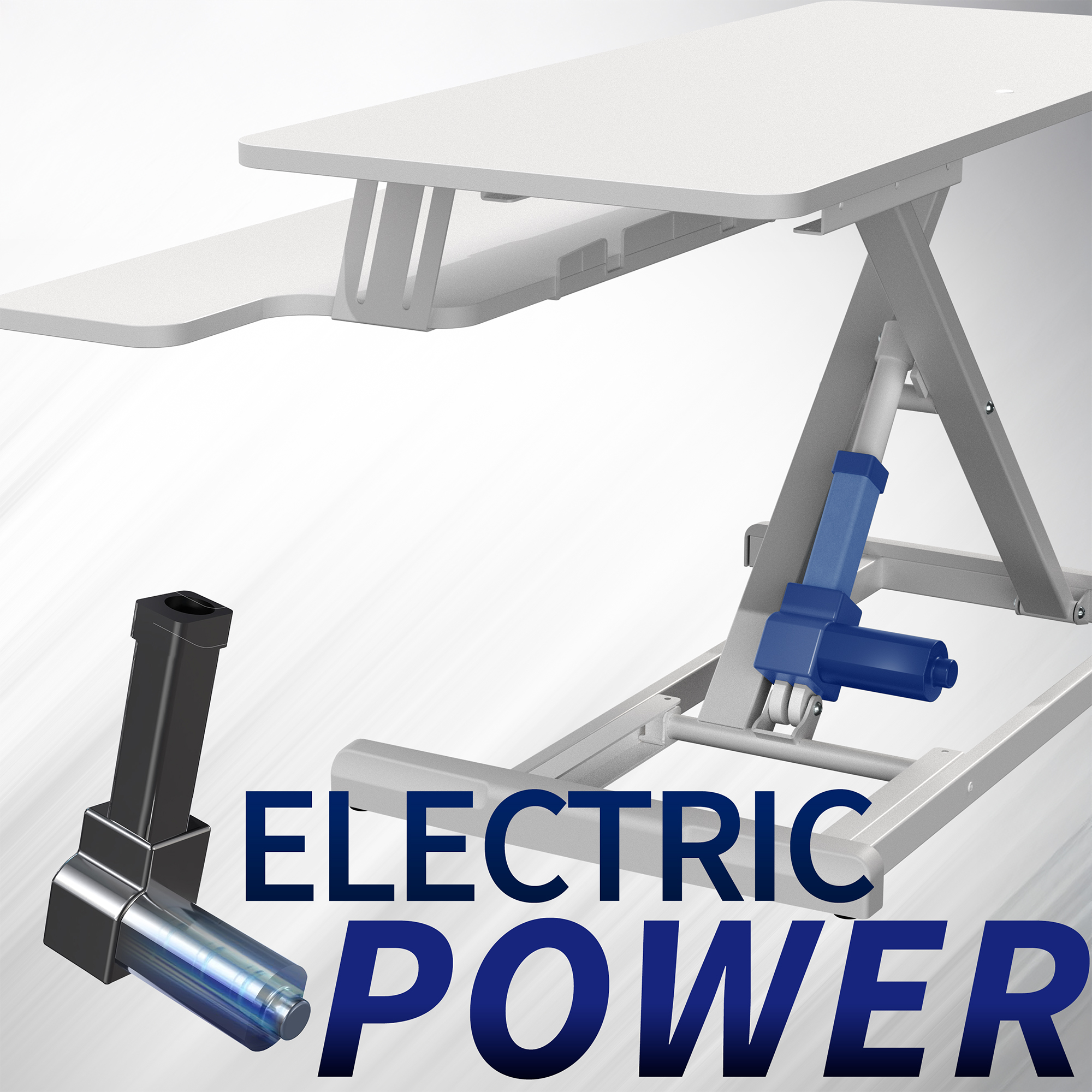 VIVO White Electric 36" Standing Desk Monitor Riser, Dual Arm Sit Stand Tabletop