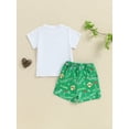 thumbnail image 5 of Suagox Toddler Boy  2 Pcs Clothes  Summer Outfit Letter Print Short Sleeve Tops with Golf Pattern Shorts for 0-24 Months And 2-3 Years Old, 5 of 10