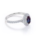 thumbnail image 3 of JeenMata 1.75 Carat Oval Cut Created Alexandrite and Moissanite - Double Halo - Pave Accented Engagement Ring - 18K White Gold Plating over Silver, 3 of 6