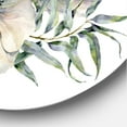 thumbnail image 3 of Designart 'Eucalyptus Leaves With White Anemone Bouquet' Traditional Circle Metal Wall Art 23x23 - Disc of 23, 3 of 5