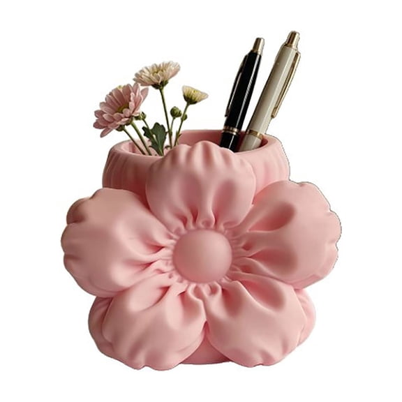 YuanGuangQ 3D Printed Flower Pen Holder for Desk Organizer, Cute Floral Shaped Pencil Cup for Office Decor, Decorative Storage Container for Makeup Brushes
