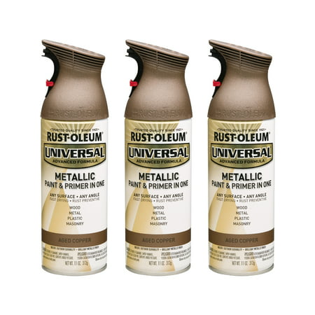 (3 Pack) Rust-Oleum Universal All Surface Metallic Aged Copper Spray Paint and Primer in 1, 11
