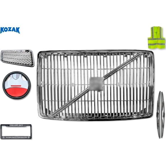 KOZAK Compatible with VN VNL VNM 1996-2003 Front Grille Chrome with full set of accessories
