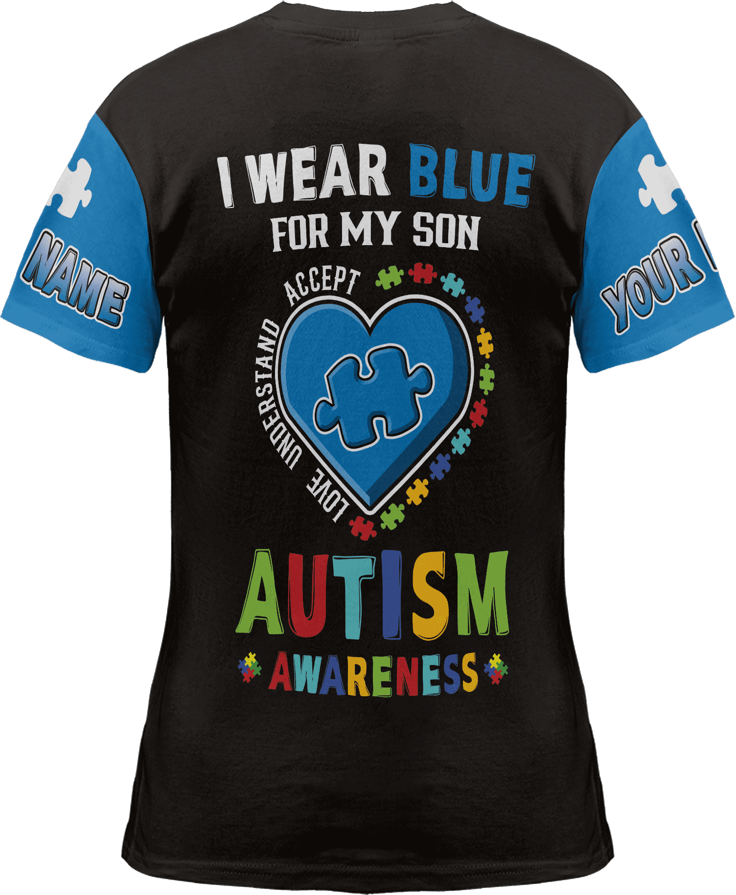 Lotusprinthandmade Personalized Name Autism Awareness Unisex T-shirt 3D S-5XL Multicolor (3XL), personalized autism awareness shirt, custom name autism tee