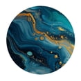 thumbnail image 4 of PIKWEEK Picnic Dining Kitchen Farmhouse Round Tablecloth Gold and Blue Abstract Art White, 4 of 8