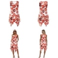 thumbnail image 3 of Xixirimido Red Tropical Leaf Print Matching Couple Outfits Men’s Button-down Hawaiian Shirt Women Sleeveless Midi Dress with Pocket Couples Matched Summer Outfits for Beach Vacation, 2XL, 3 of 7