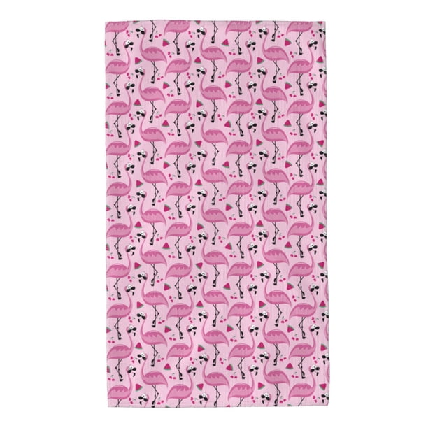Balery Cute Watermelon Flamingo Toalla de Microfibra Premium con Estampado – 27.5x16 pulgadas, Alta Absorción, Suave y Aterciopelada, Secado Rápido