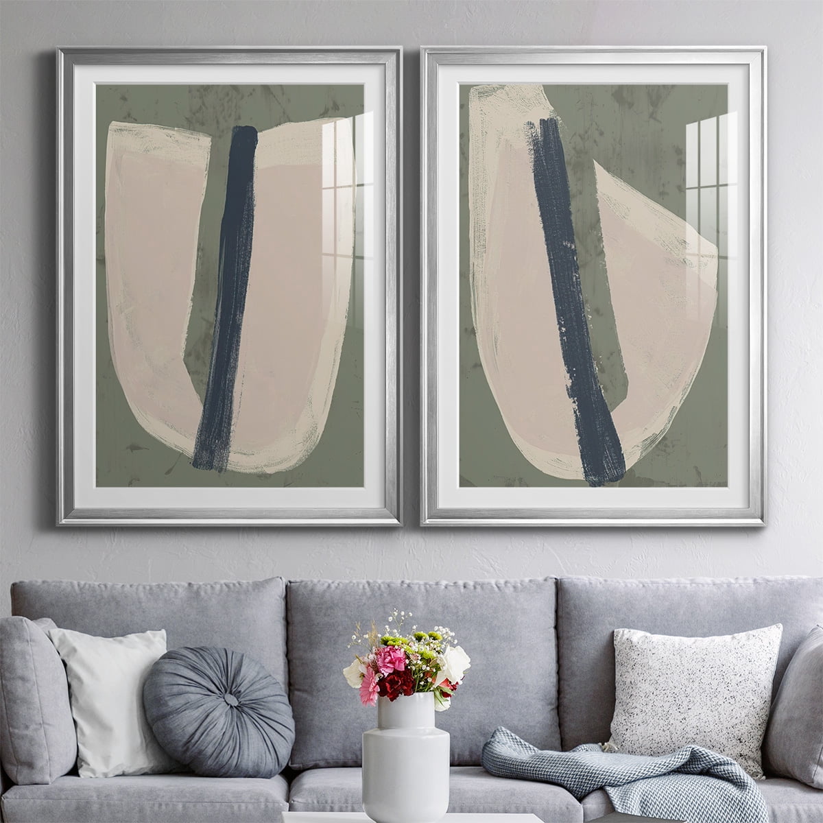 Wexford Home Paper Slice III Premium Framed Print, 26.5" x 36.5" - Ready to Hang, Silver (Set of 2)