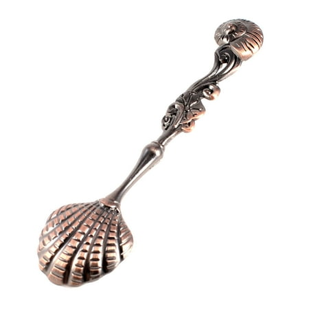 Sterling Copper Spoon - Vintage Style Copper Tone Carved Snail Top Coffee Spoon Flatware