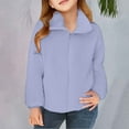 thumbnail image 2 of Ruyang Girls Sherpa Fleece Jacket Kids Mock Neck Zip Up Fuzzy Coat Fall Winter Warm Soft Cozy Long Sleeve Furry Outwear, 2 of 7