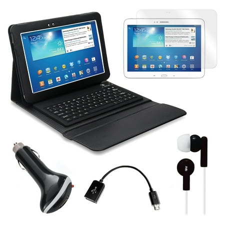 Bluetooth Keyboard Folio with Earphones, Screen Protector, OTG Cable, and More for Samsung Galaxy Tab 3 10.1