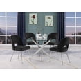 thumbnail image 2 of 5pc dining Set, Round tempered glass dining table with 4 Black velvet chairs, 2 of 4