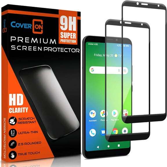 CoverON 2pcs Pack For Cricket Vision Plus Screen Protector Tempered Glass - 98% full Coverage