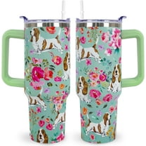 Basset Hound Tumbler 40 Oz - Insulated Stainless Steel Travel Mug with Lid & Straw, Cute Dog Themed Coffee Cup - Ideal Gift for Women