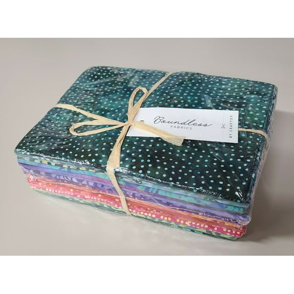 Half-Yard Cut Bundle - Joy Batiks Dots Florals Blues Purples Pinks Greens 20 Pieces Quilter's Cotton Precuts Boundless Fabrics by Craftsy (1-73-057-20) M522.10