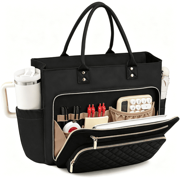 GASTROPOD Teacher Work Tote Bag for Women,15.6 Inch Laptop Bag with Large Cup Holder,Nurse Bags Business Briefcase Computer Handbag Purses with Separated Laptop Compartment