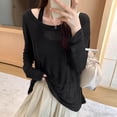 thumbnail image 6 of AGWOLF Women's Sheer Mesh Bikini Cover Ups Off The Shoulder Tops Long Sleeve See Through Shirts Going Out Beach Swimsuits Coverups Black L, 6 of 10