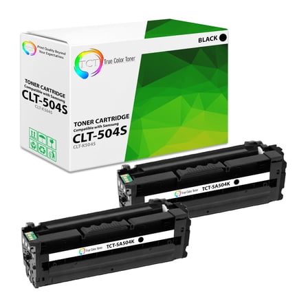 TCT 504S Black Toner Cartridge 2 Pack - Premium Compatible Replacement for Samsung CLT-K504S Black