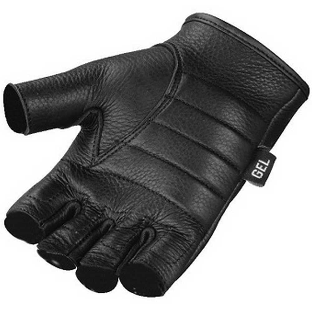 2X-Large Milwaukee Leather SH851 Mens Black Deerskin Fingerless Gloves with Gel Palm