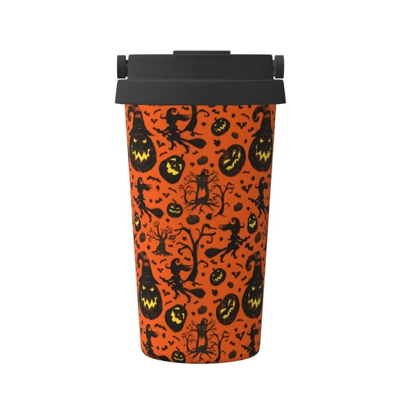 Daiia Halloween3 Printed Stainless Steel Tumbler with Lid and Straw, Double Wall Vacuum Insulated Coffee Tumbler Travel Coffee Mug with Leak Proof Lid