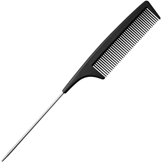 Peine para el cabello, peine de cola de fibra de carbono, corte de cabello profesional para peluquería (negro, 1 pieza) JM JM