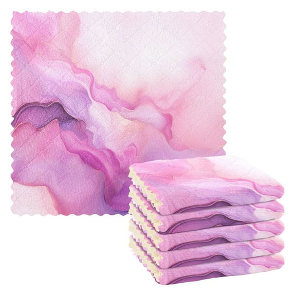 6 Packs Pink Purple Marble Kitchen Dish Towels Soft Absorbent Dish Cloths 11"x11"