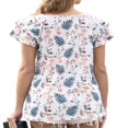 thumbnail image 4 of CHOK Womens Tops Summer Double Ruffle Short Sleeve V-Neck Casual Blouses  Colorful Leaves-L(US 12-14), 4 of 5