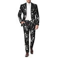 thumbnail image 2 of Men's 3Pcs Dark Gothic Gentleman Bloodstain Suit Scary Formal Attire Halloween Classic Movie Outfit Blazer Trousers Bow Tie S-2XL, 2 of 5