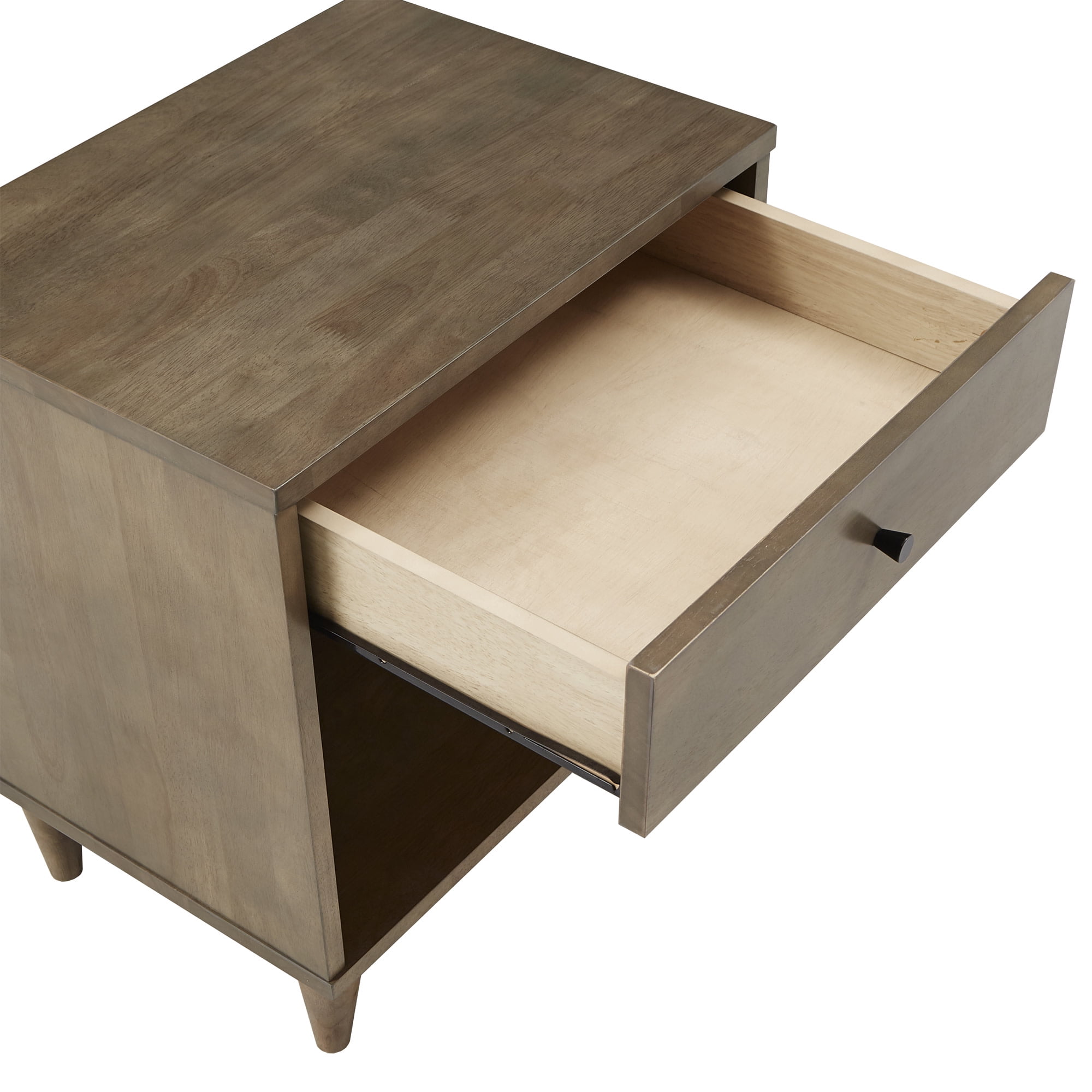 Weston Home Aleph 1-Drawer Wood Nightstand, Light Charcoal Grey Finish