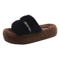 thumbnail image 5 of Xucatan Women's Fuzzy Fluffy Furry Fur Slippers Flip Flop Open Toe Cozy House Memory Foam Sandals Slides Soft Flat Comfy Anti-Slip Spa Indoor Outdoor Slip on Gift, 5 of 8