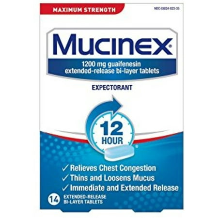 Mucinex 12 Hr Max Strength Chest Congestion Expectorant Tablets, 14ct (Pack of 6)